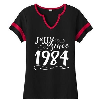 Sassy Since 1984 Birthday 40th Birthday Ladies Halftime Notch Neck Tee