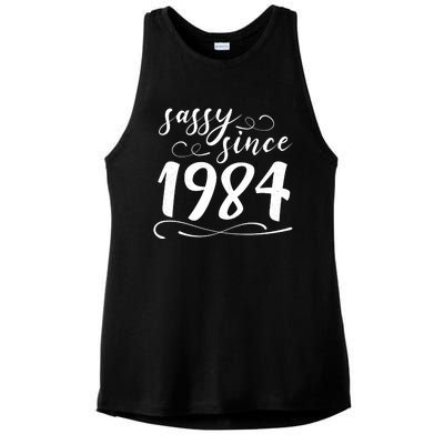 Sassy Since 1984 Birthday 40th Birthday Ladies PosiCharge Tri-Blend Wicking Tank