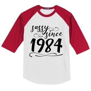 Sassy Since 1984 Birthday 40th Birthday Kids Colorblock Raglan Jersey