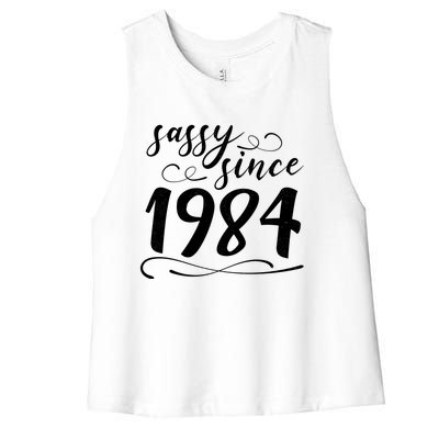 Sassy Since 1984 Birthday 40th Birthday Women's Racerback Cropped Tank