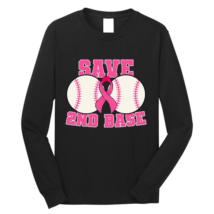 Save Second 2nd Base Breast Cancer Survivor Long Sleeve Shirt