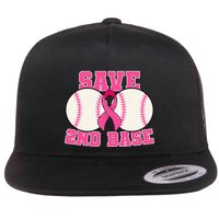 Save Second 2nd Base Breast Cancer Survivor Flat Bill Trucker Hat