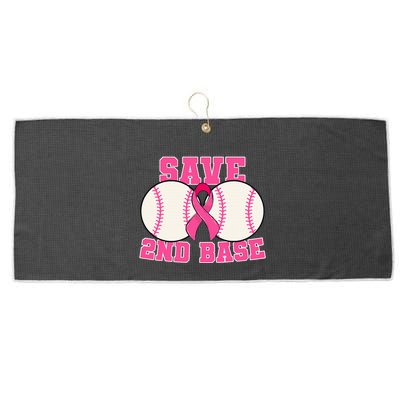 Save Second 2nd Base Breast Cancer Survivor Large Microfiber Waffle Golf Towel