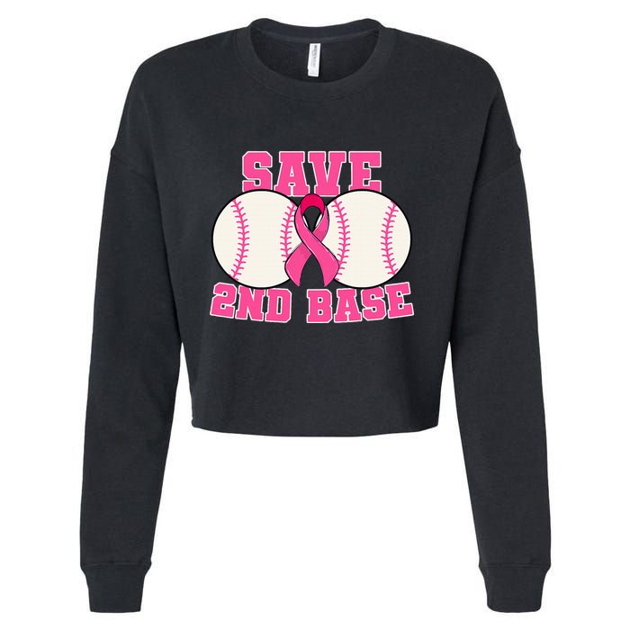 Save Second 2nd Base Breast Cancer Survivor Cropped Pullover Crew