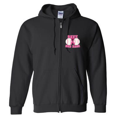 Save Second 2nd Base Breast Cancer Survivor Full Zip Hoodie