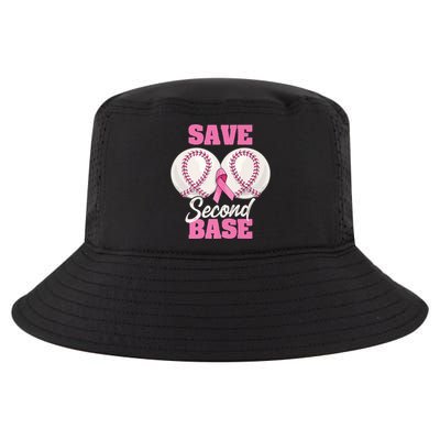 Save Second 2nd Base Funny Baseball Breast Cancer Awareness Premium Cool Comfort Performance Bucket Hat