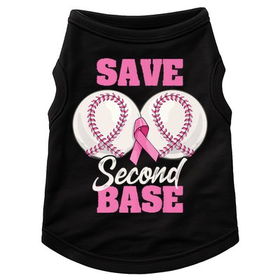 Save Second 2nd Base Funny Baseball Breast Cancer Awareness Premium Doggie Tank