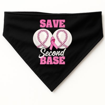 Save Second 2nd Base Funny Baseball Breast Cancer Awareness Premium USA-Made Doggie Bandana
