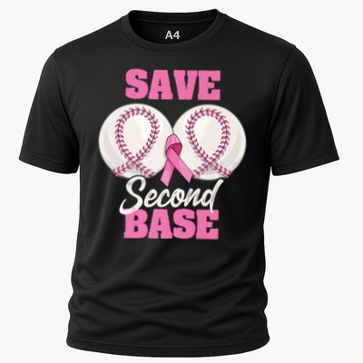 Save Second 2nd Base Funny Baseball Breast Cancer Awareness Premium Performance Shirt
