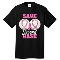 Save Second 2nd Base Funny Baseball Breast Cancer Awareness Premium Tall T-Shirt