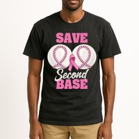 Save Second 2nd Base Funny Baseball Breast Cancer Awareness Premium Tall T-Shirt