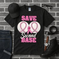Save Second 2nd Base Funny Baseball Breast Cancer Awareness Premium Tall T-Shirt