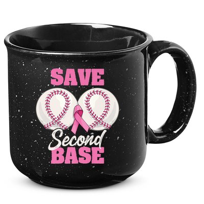 Save Second 2nd Base Funny Baseball Breast Cancer Awareness Premium 15oz Campfire Ceramic Mug