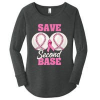 Save Second 2nd Base Funny Baseball Breast Cancer Awareness Premium Women's Perfect Tri Tunic Long Sleeve Shirt