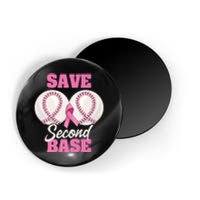 Save Second 2nd Base Funny Baseball Breast Cancer Awareness Premium Magnet