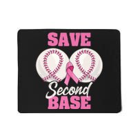 Save Second 2nd Base Funny Baseball Breast Cancer Awareness Premium Mousepad