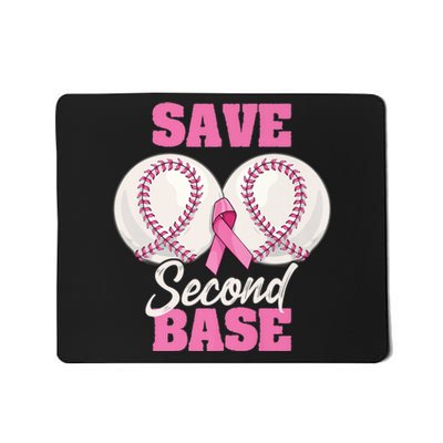 Save Second 2nd Base Funny Baseball Breast Cancer Awareness Premium Mousepad