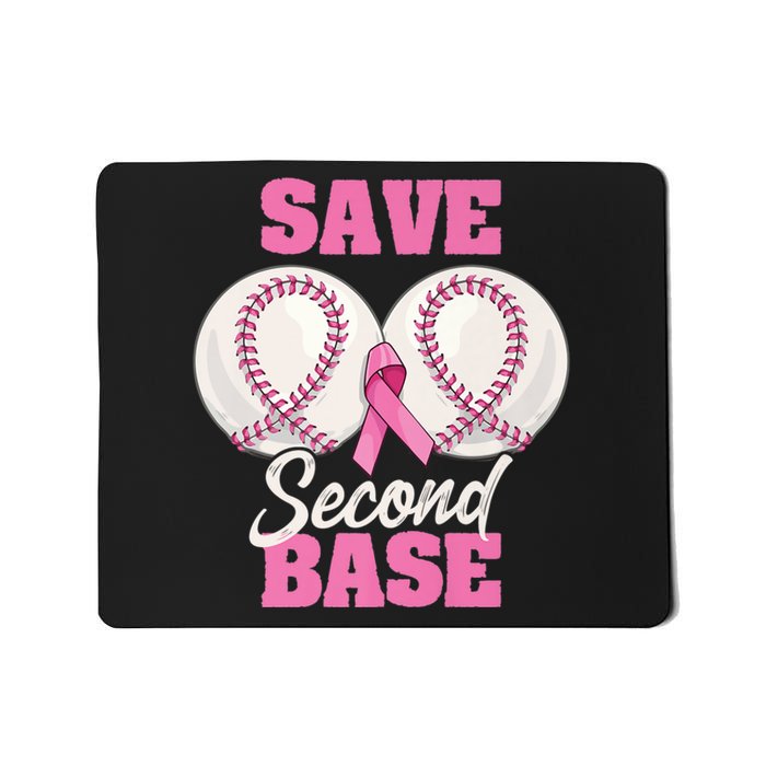 Save Second 2nd Base Funny Baseball Breast Cancer Awareness Premium Mousepad