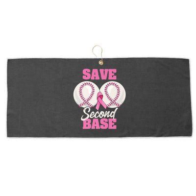 Save Second 2nd Base Funny Baseball Breast Cancer Awareness Premium Large Microfiber Waffle Golf Towel