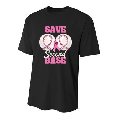 Save Second 2nd Base Funny Baseball Breast Cancer Awareness Premium Youth Performance Sprint T-Shirt