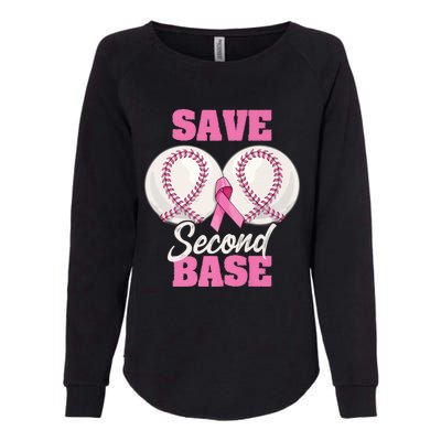 Save Second 2nd Base Funny Baseball Breast Cancer Awareness Premium Womens California Wash Sweatshirt