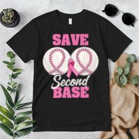 Save Second 2nd Base Funny Baseball Breast Cancer Awareness Premium Premium T-Shirt