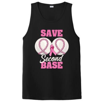 Save Second 2nd Base Funny Baseball Breast Cancer Awareness Premium PosiCharge Competitor Tank