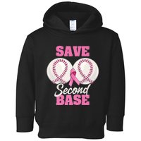 Save Second 2nd Base Funny Baseball Breast Cancer Awareness Premium Toddler Hoodie