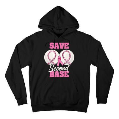 Save Second 2nd Base Funny Baseball Breast Cancer Awareness Premium Tall Hoodie