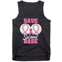 Save Second 2nd Base Funny Baseball Breast Cancer Awareness Premium Tank Top