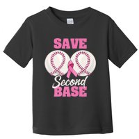 Save Second 2nd Base Funny Baseball Breast Cancer Awareness Premium Toddler T-Shirt