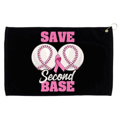 Save Second 2nd Base Funny Baseball Breast Cancer Awareness Premium Grommeted Golf Towel