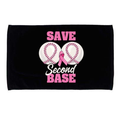 Save Second 2nd Base Funny Baseball Breast Cancer Awareness Premium Microfiber Hand Towel