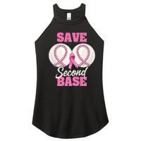 Save Second 2nd Base Funny Baseball Breast Cancer Awareness Premium Women's Perfect Tri Rocker Tank