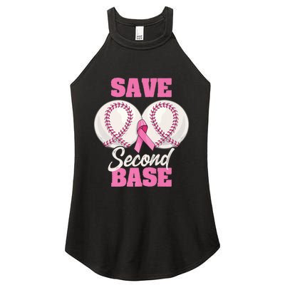 Save Second 2nd Base Funny Baseball Breast Cancer Awareness Premium Women's Perfect Tri Rocker Tank