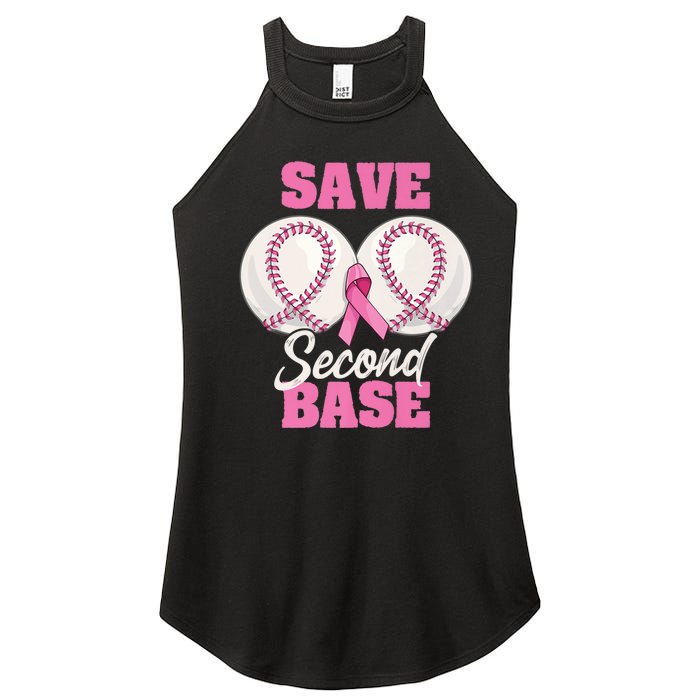 Save Second 2nd Base Funny Baseball Breast Cancer Awareness Premium Women's Perfect Tri Rocker Tank