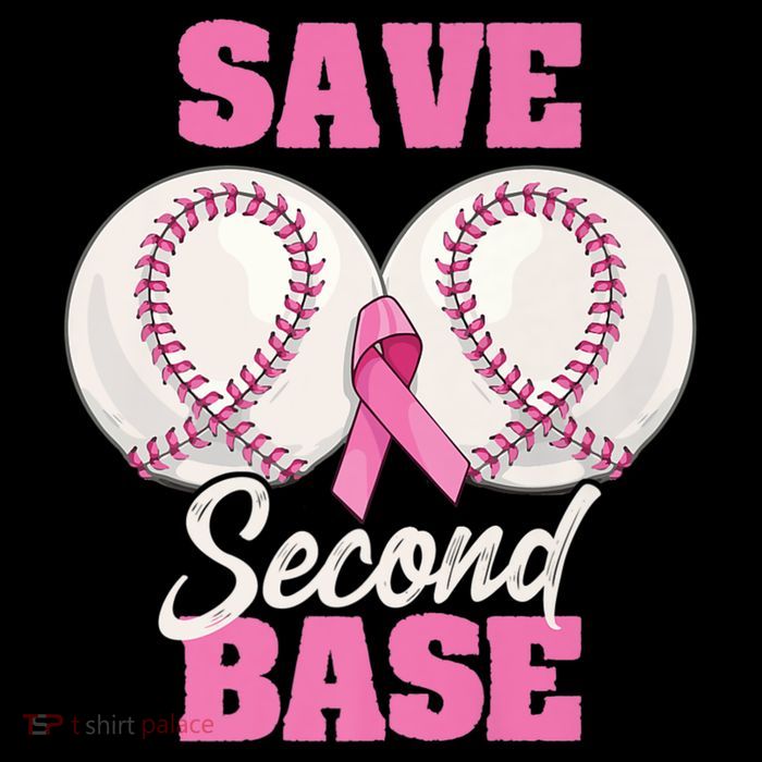 Save Second 2nd Base Funny Baseball Breast Cancer Awareness Premium Women's V-Neck T-Shirt