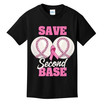 Save Second 2nd Base Funny Baseball Breast Cancer Awareness Premium Kids T-Shirt
