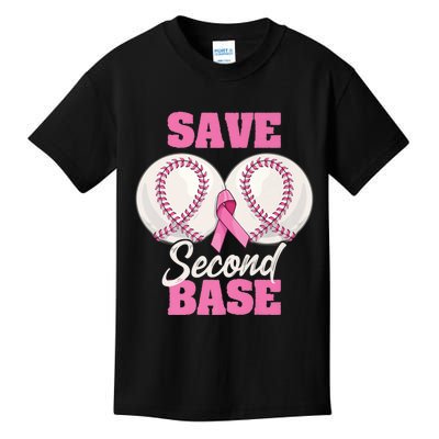 Save Second 2nd Base Funny Baseball Breast Cancer Awareness Premium Kids T-Shirt