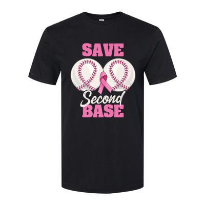 Save Second 2nd Base Funny Baseball Breast Cancer Awareness Premium Softstyle CVC T-Shirt