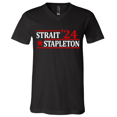 Stapleton Strait 24 Retro Vintage Country Cowboy Western V-Neck T-Shirt