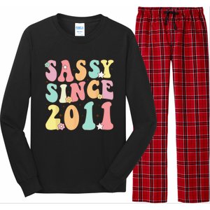 Sassy Since 2011 Groovy Retro Birthday Women Long Sleeve Pajama Set