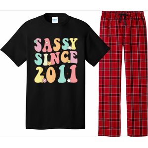 Sassy Since 2011 Groovy Retro Birthday Women Pajama Set