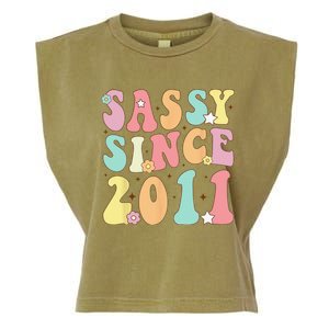 Sassy Since 2011 Groovy Retro Birthday Women Garment-Dyed Women's Muscle Tee