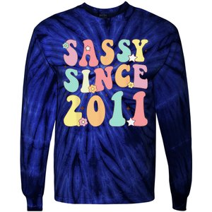 Sassy Since 2011 Groovy Retro Birthday Women Tie-Dye Long Sleeve Shirt