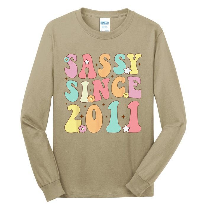 Sassy Since 2011 Groovy Retro Birthday Women Tall Long Sleeve T-Shirt