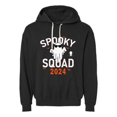 Spooky Squad 2024 Scary Halloween Bat Boo Garment-Dyed Fleece Hoodie