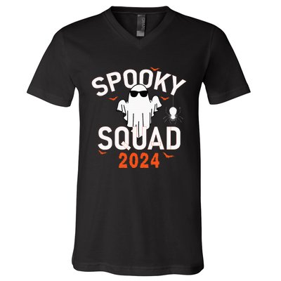 Spooky Squad 2024 Scary Halloween Bat Boo V-Neck T-Shirt