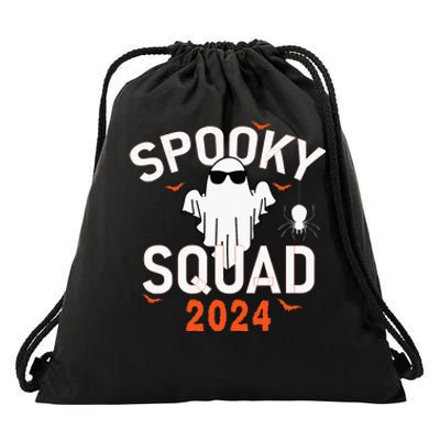 Spooky Squad 2024 Scary Halloween Bat Boo Drawstring Bag