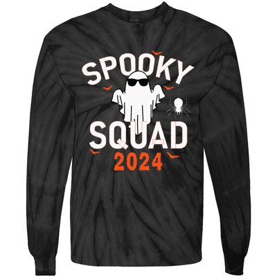 Spooky Squad 2024 Scary Halloween Bat Boo Tie-Dye Long Sleeve Shirt